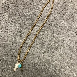 Turquoise Gemstone & Wood Bead Necklace | Long Bohemian Necklace | Western Boho